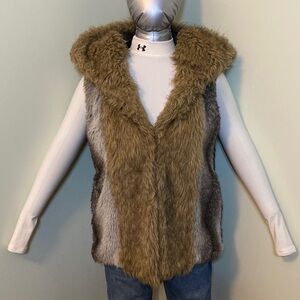 Women's Faux Fur Vest - Brown and Gray